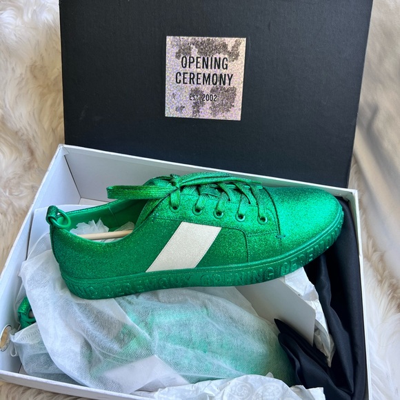NIB Opening Ceremony green sparkle sneakers - Picture 2 of 12